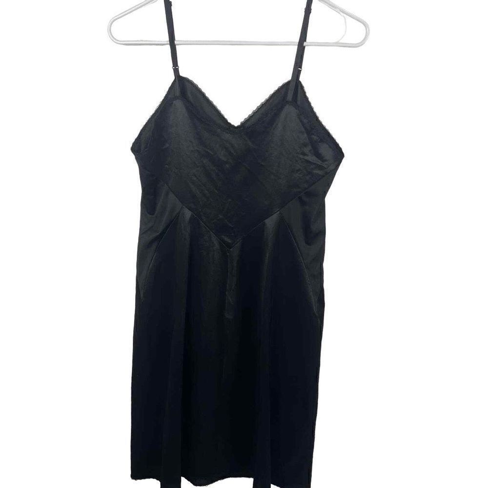 Vintage Vanity Fair 100% Nylon Black Made in USA Slip Dress Size 34 Small